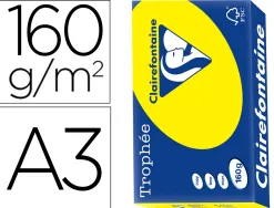 Papier clairefontaine multifonction laser couleur trophe a3 160g/m2 soleil parfaite opacite paquet 250