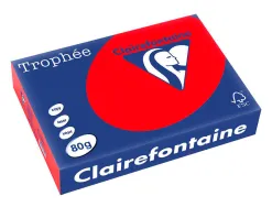 Papier clairefontaine multifonction laser couleur trophe a4 80g rouge corail parfaite opacite paquet 500