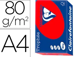 Papier clairefontaine multifonction laser couleur trophe a4 80g rouge corail parfaite opacite paquet 500