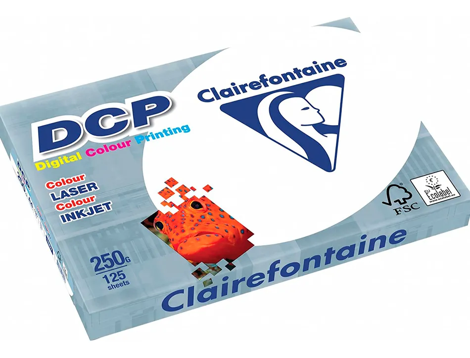 Papier clairefontaine multifonction laser couleur dcp a4 250g/m2 blanc satiné parfaite opacité 125 feuilles