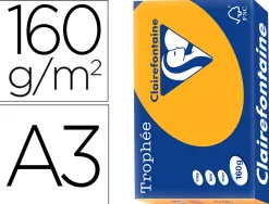 Papier clairefontaine multifonction laser couleur trophe a3 160g/m2 clementine parfaite opacite paquet 250