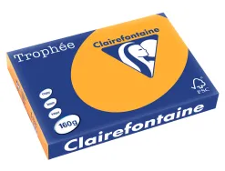 Papier clairefontaine multifonction laser couleur trophe a3 160g/m2 clementine parfaite opacite paquet 250