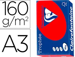 Papier clairefontaine multifonction laser couleur trophe a3 160g/m2 rouge corail parfaite opacite