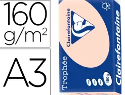 Papier clairefontaine multifonction laser couleur trophe a3 160g/m2saumon parfaite opacite paquet 250