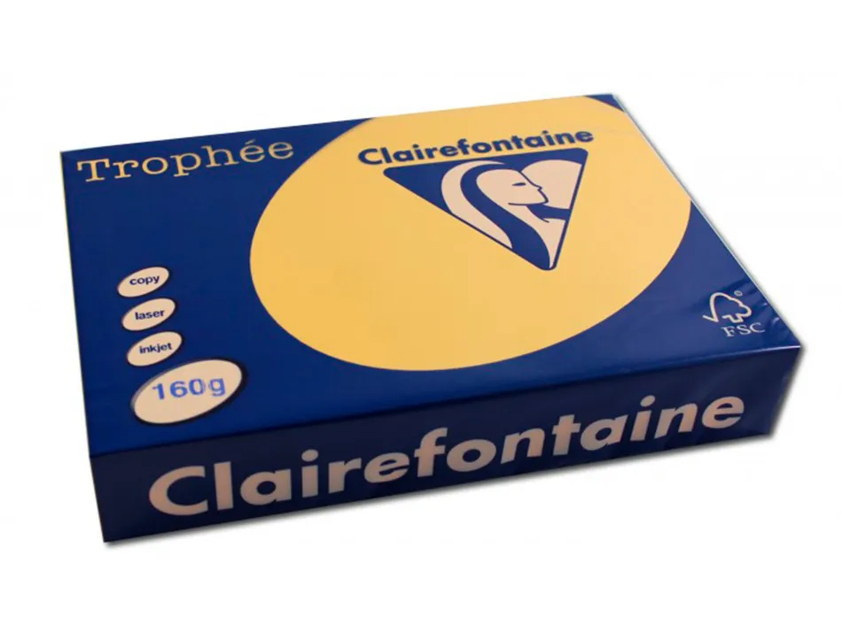 Papier clairefontaine multifonction couleur trophe a4 160g/m2bouton d'or parfaite opacite paquet 250
