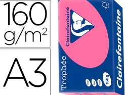 Papier clairefontaine multifonction laser couleur trophe a3 160g/m2 fuschia parfaite opacite paquet 250