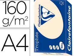 Papier clairefontaine multifonction laser couleur trophe a4 160g /m2 pastel chamois parfaite opacite