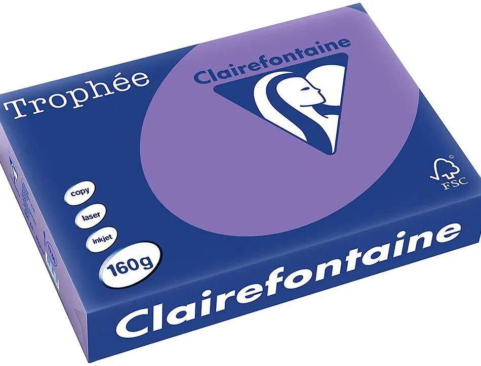 Papier clairefontaine multifonction laser couleur trophe a3 160g/m2 violine parfaite opacite paquet 250