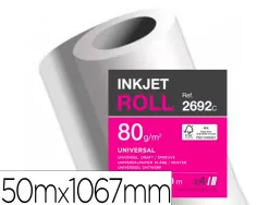 Papier clairefontaine plan extra blanc largeur 50mx1067mm 80g application jet d'encre qualite photo