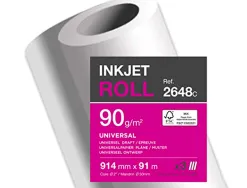 Papier clairefontaine plan extra blanc largeur 91mx914mm 90g application jet d'encre qualite photo bobine