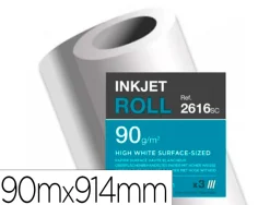 Papier clairefontaine surface haute blancheur largeur 90mx914mm 90g aplication jet d'encre et couleur qualite