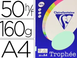 Papier couleur clairefontaine trophée personal paper pack a4 160g/m2 vert pastel paquet 50 feuilles unicolores
