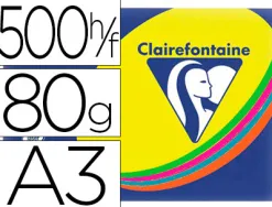 Papier couleur clairefontaine trophée multifonction a3 80g/m2 couleurs assorties intenses paquet 500 feuilles