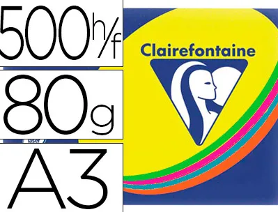Papier couleur clairefontaine trophée multifonction a3 80g/m2 couleurs assorties intenses paquet 500 feuilles