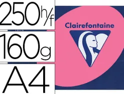 Papier couleur clairefontaine trophée multifonction a4 160g/m2 couleurs intenses rose fuchsia paquet 250 feuilles