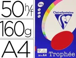 Papier couleur clairefontaine trophée personal paper pack a4 160g/m2 rouge groseille 50 feuilles couleurs intenses