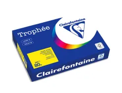 Papier couleur clairefontaine trophée multifonction a4 80g/m2 couleurs intenses jaune soleil paquet 500 feuilles
