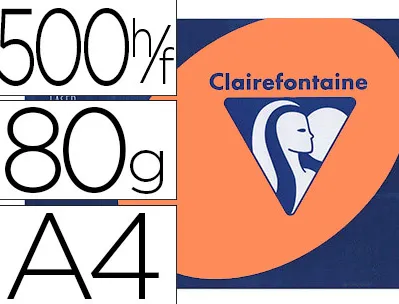 Papier couleur clairefontaine trophée multifonction a4 80g/m2 couleurs vives clémentine paquet 500 feuilles