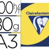 Papier couleur clairefontaine trophée multifonction a3 80g/m2 couleurs vives jonquille paquet 500 feuilles