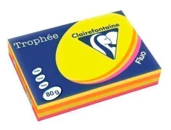 Papier couleur clairefontaine trophée multifonction a4 80g/m2 couleurs assorties fluorescentes paquet 500 feuilles