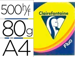 Papier couleur clairefontaine trophée multifonction a4 80g/m2 couleurs assorties fluorescentes paquet 500 feuilles