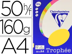 Papier couleur clairefontaine trophée personal paper pack a4 160g/m2 jaune soleil 50 feuilles couleurs intenses