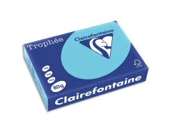 Papier couleur clairefontaine trophée multifonction a4 80g/m2 couleurs vives bleu alizé paquet 500 feuilles