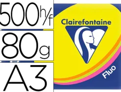Papier couleur clairefontaine trophée multifonction a3 80g/m2 couleurs assorties fluorescentes paquet 500 feuilles