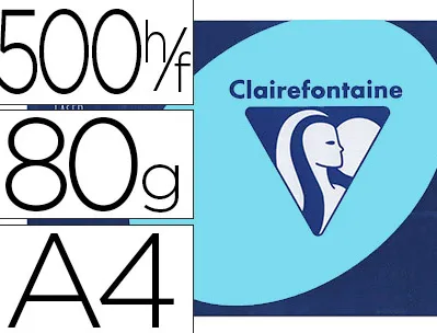 Papier couleur clairefontaine trophée multifonction a4 80g/m2 couleurs vives bleu vif paquet 500 feuilles