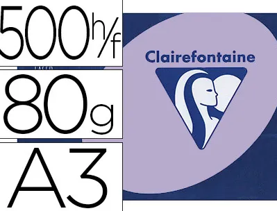 Papier couleur clairefontaine trophée multifonction a3 80g/m2 couleurs vives lilas paquet 500 feuilles