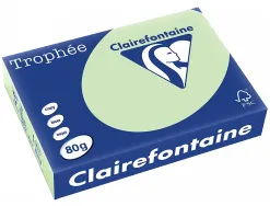 Papier couleur clairefontaine trophée multifonction a3 80g/m2 vert pastel paquet 500 feuilles