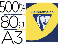 Papier couleur clairefontaine trophée multifonction a3 80g/m2 couleurs intenses jaune soleil paquet 500 feuilles