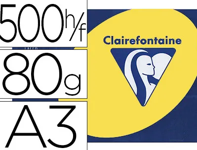 Papier couleur clairefontaine trophée multifonction a3 80g/m2 couleurs intenses jaune soleil paquet 500 feuilles