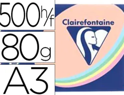 Papier couleur clairefontaine trophée multifonction a3 80g/m2 couleurs assorties pastel paquet 500 feuilles