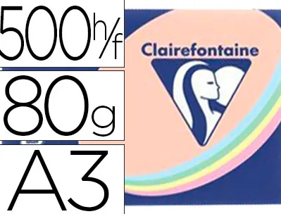Papier couleur clairefontaine trophée multifonction a3 80g/m2 couleurs assorties pastel paquet 500 feuilles