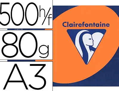 Papier couleur clairefontaine trophée multifonction a3 80g/m2 couleurs vives clémentine paquet 500 feuilles