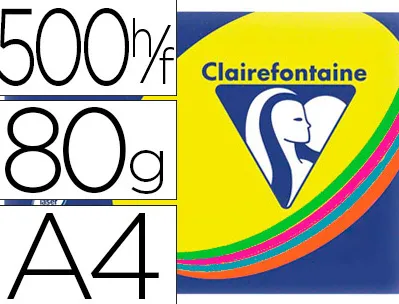 Papier couleur clairefontaine trophée multifonction a4 80g/m2 couleurs assorties intenses paquet 500 feuilles