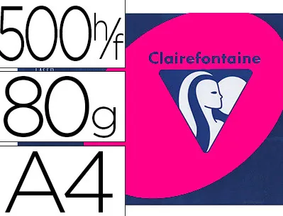 Papier couleur clairefontaine trophée multifonction a4 80g/m2 couleurs intenses rose fuchsia paquet 500 feuilles