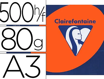 Papier couleur clairefontaine trophée multifonction a3 80g/m2 couleurs intenses orange vif paquet 500 feuilles