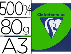 Papier couleur clairefontaine trophée multifonction a3 80g/m2 couleurs intenses vert menthe paquet 500 feuilles