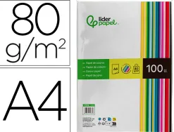 Papier couleur liderpapel multifonction a4 80g/m2 assortiment 25 couleurs paquet 100 feuilles
