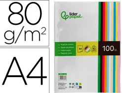 Papier couleur liderpapel multifonction a4 80g/m2 10 coloris assortis paquet 100 feuilles