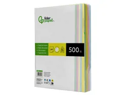 Papier couleur liderpapel multifonction a4 80g/m2 5 coloris assortis jaune bleu crème rose vert 500 feuilles