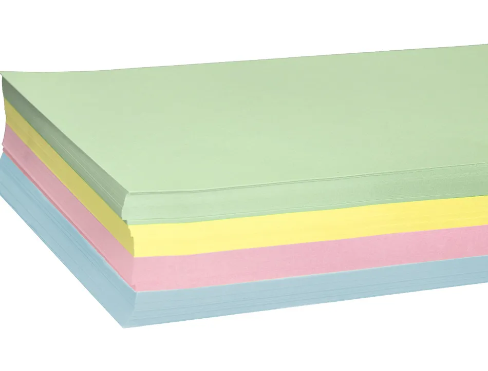 Papier couleur liderpapel multifonction a4 80g/m2 5 coloris assortis jaune bleu crème rose vert 500 feuilles