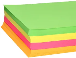 Papier couleur néon liderpapel multifonction a4 75g 4 coloris assortis néons jaune orange rose vert 500f