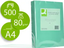 Papier couleur q-connect multifonction a4 80g/m2 unicolore vert ramette 500 feuilles