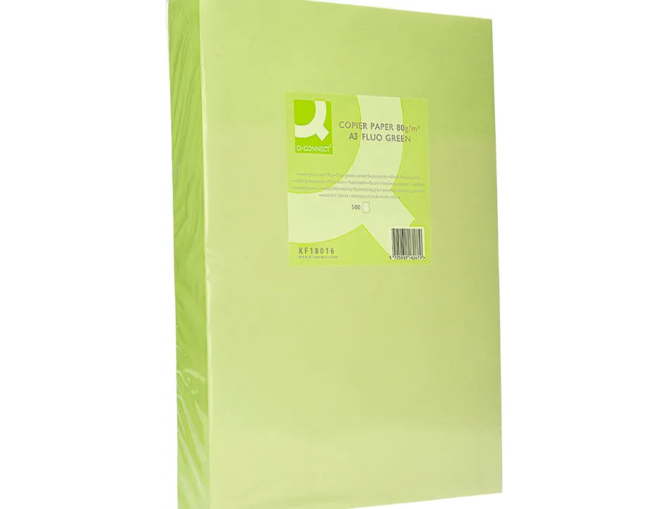 Papier couleur q-connect multifonction a3 80g/m2 unicolore vert néon ramette 500 feuilles
