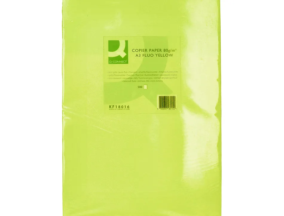 Papier couleur q-connect multifonction a3 80g/m2 unicolore vert néon ramette 500 feuilles