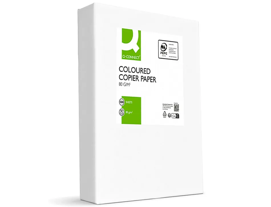 Papier couleur q-connect multifonction a4 80g/m2 unicolore jaune ramette 500 feuilles