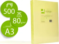 Papier couleur q-connect multifonction a3 80g/m2 unicolore jaune néon ramette 500 feuilles